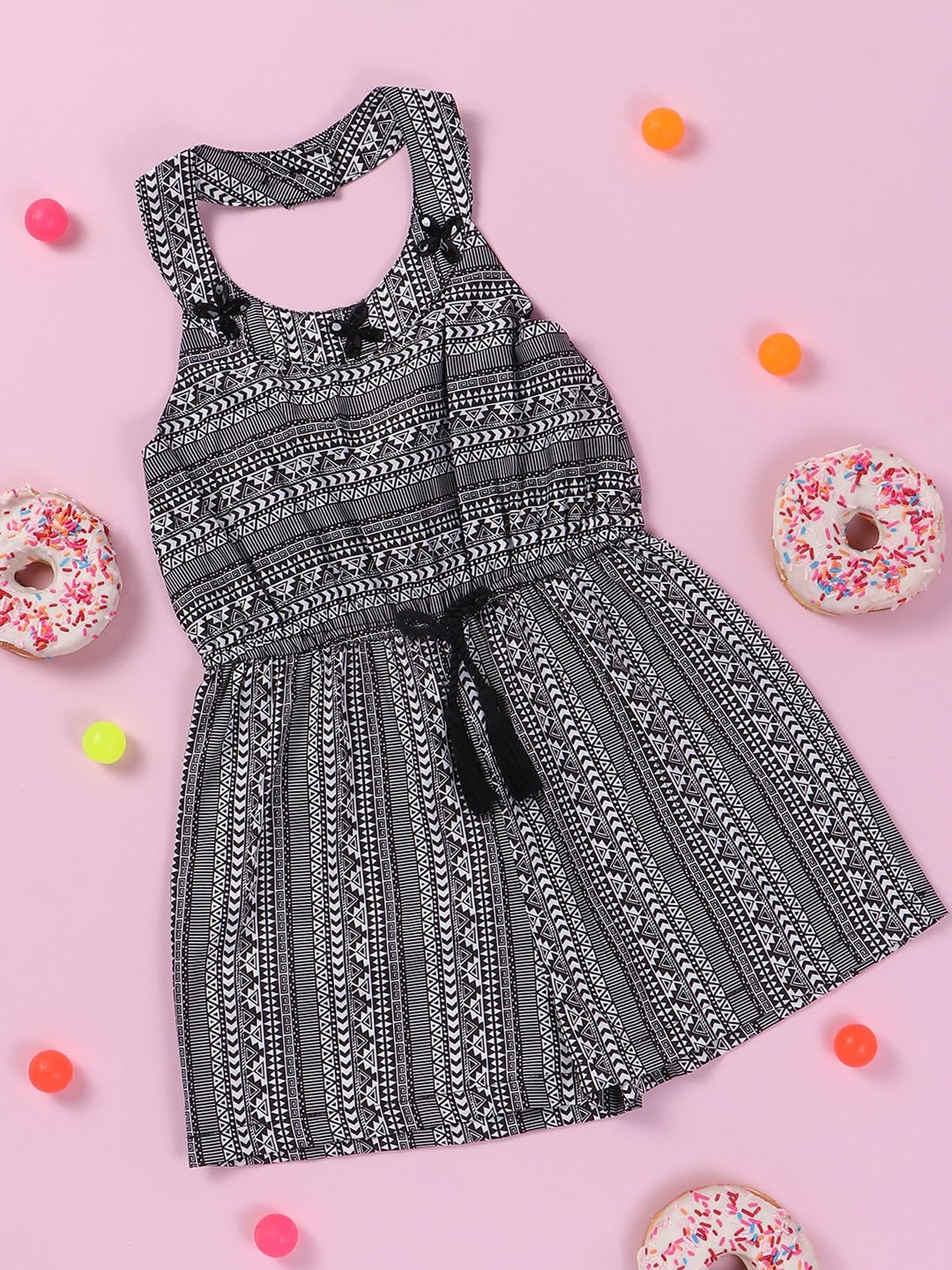 Nauti Nati Kids Black Striped Jumpsuit