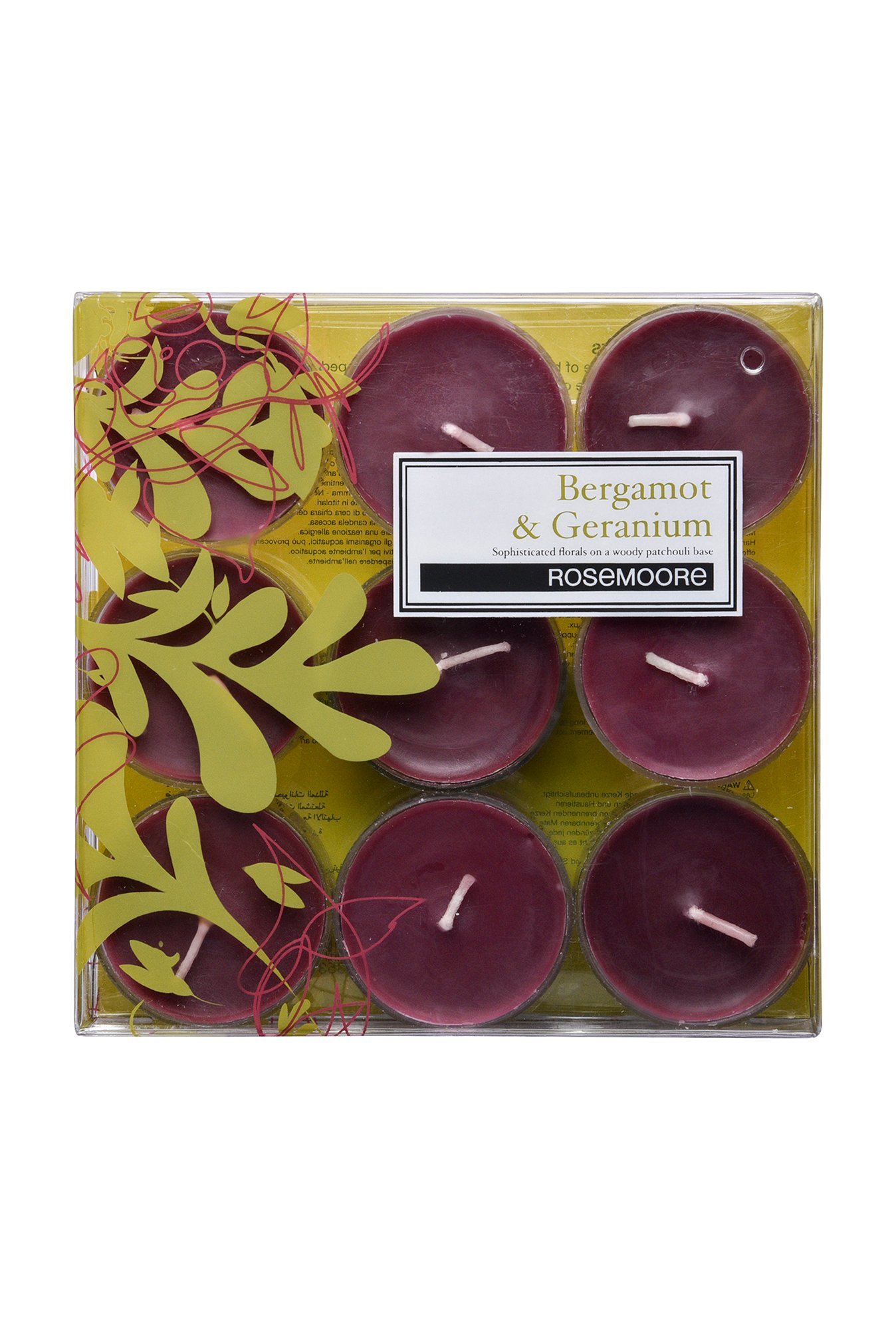 Rosemoore Bergamot & Geranium Maroon Wax Tea Light Candle