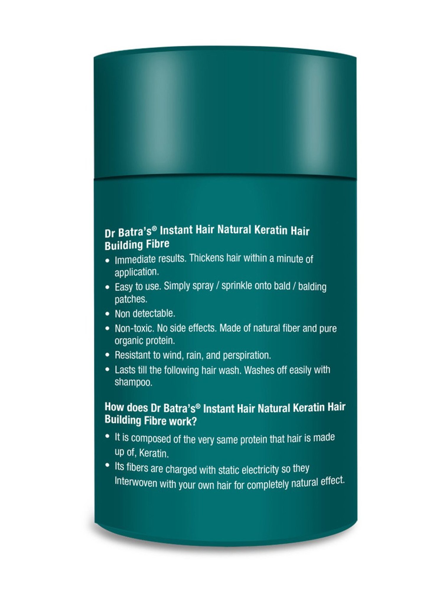 Dr. Batra's Instant Hair Natural Keratin Hair Building Fibre Black - 12 gm