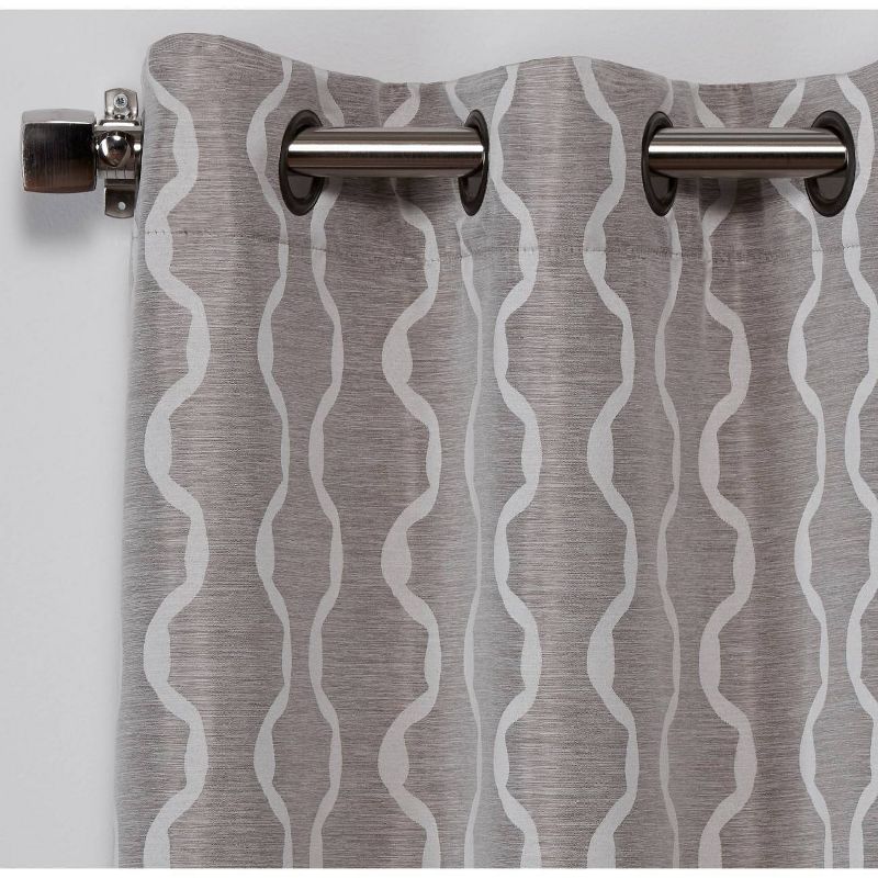 108"x54" Baroque Textured Linen Jacquard Room Darkening Window Curtain Panel Light Gray - Exclusive Home