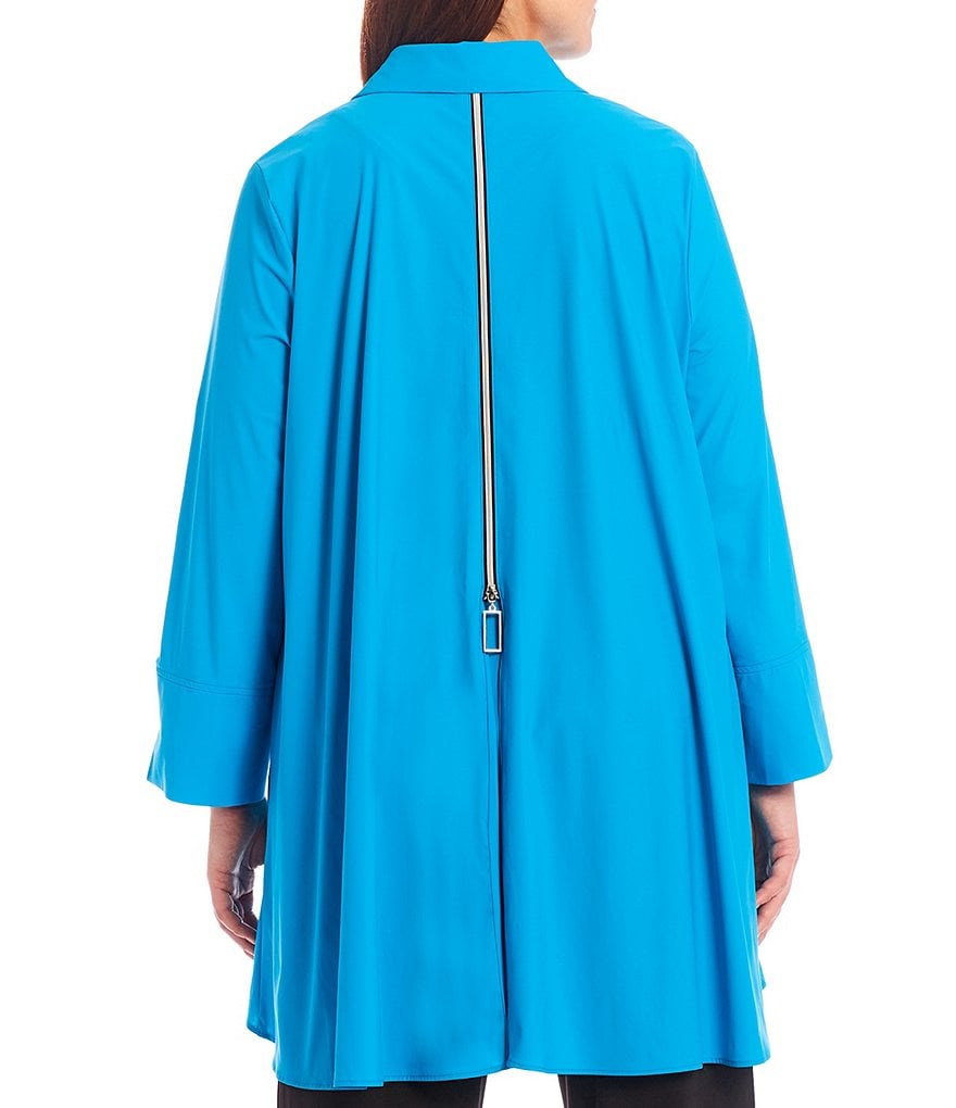 Ali Miles Plus Size Mixed Animal Print Open-Front Drop Needle Onion Skin Jacket