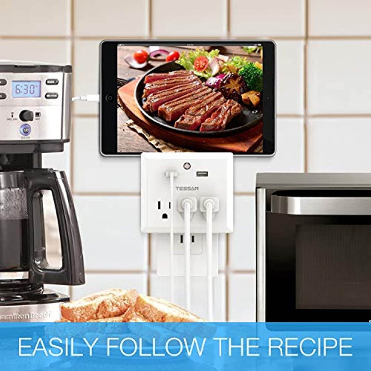 Multi Plug Outlet Extender with USB Wall Charger and Night Light, 3 Electrical Outlet Splitter 2 USB Phone Charger Wall Plug for Cruise Essentials, Multiple Power Outlet Expander with Charging Station