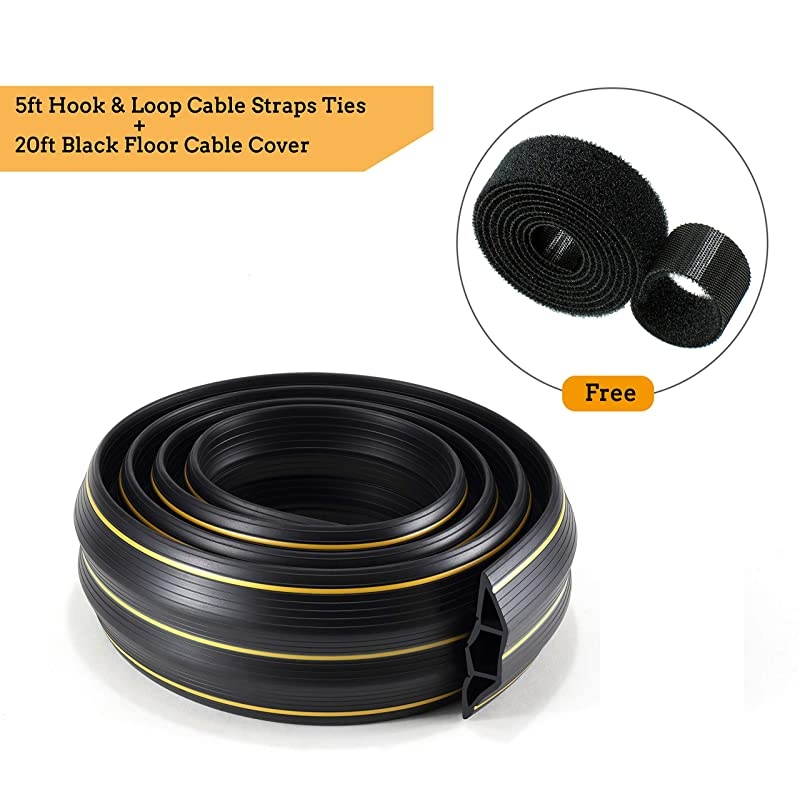 overfloor CordCable Protector 3 Cord Channels Fastening Wire Organizer Easy to Install Black