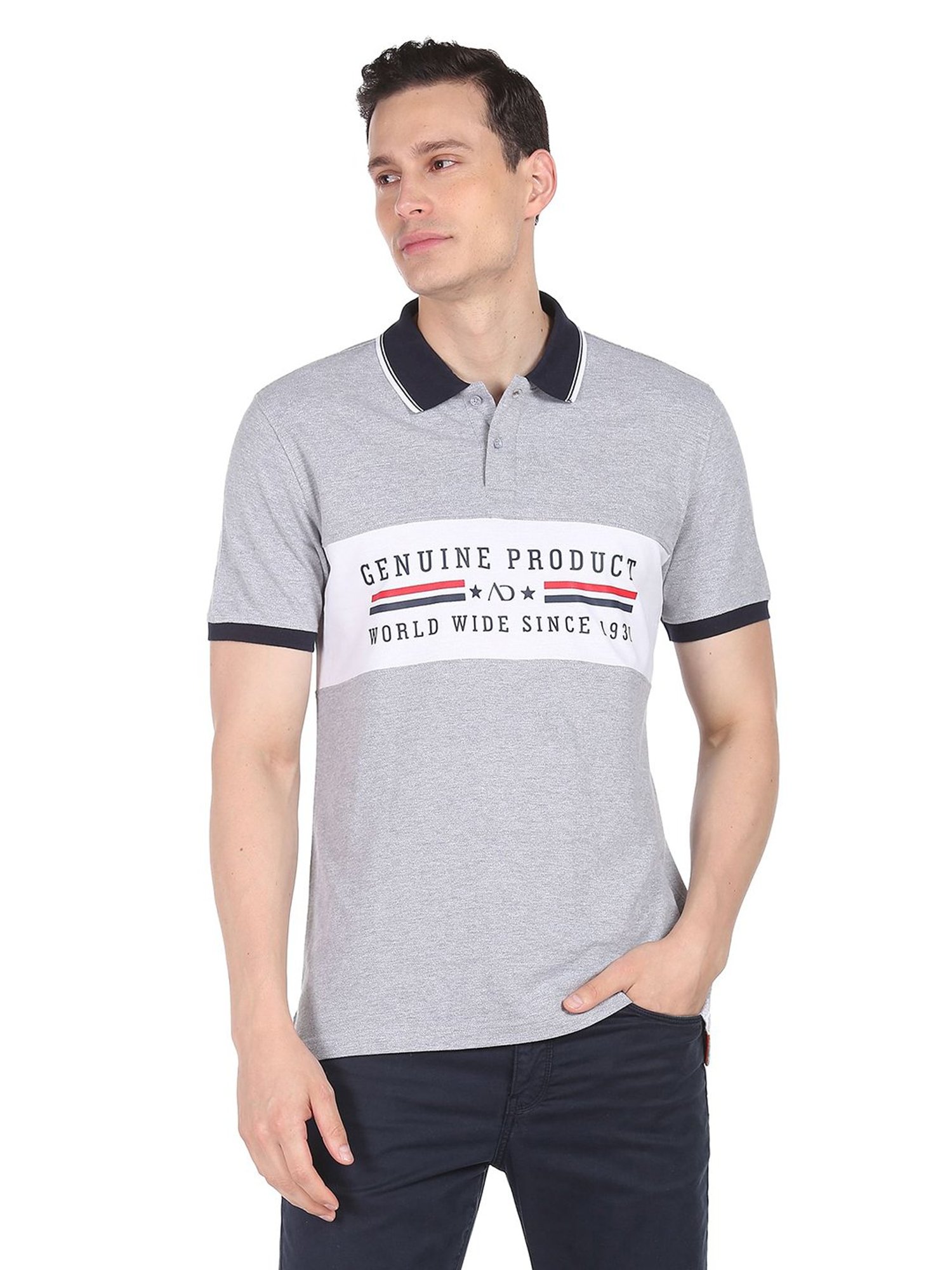 AD by Arvind Grey Polo T-Shirt