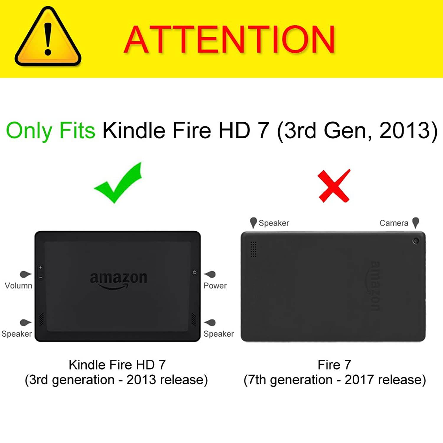 Fintie Folio Case for Kindle Fire HD 7" (2013 Old Model) - Slim Fit Folio Case with Auto Sleep/Wake Feature (Will only fit Amazon Kindle Fire HD 7, Previous Generation - 3rd), Love Tree