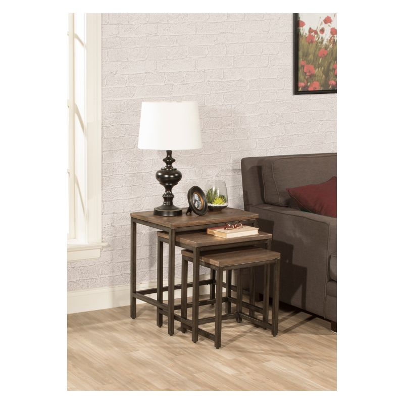 Castille Nesting Tables Set Of Three Metal Textured Black/Distressed Walnut - Hillsdale Furniture