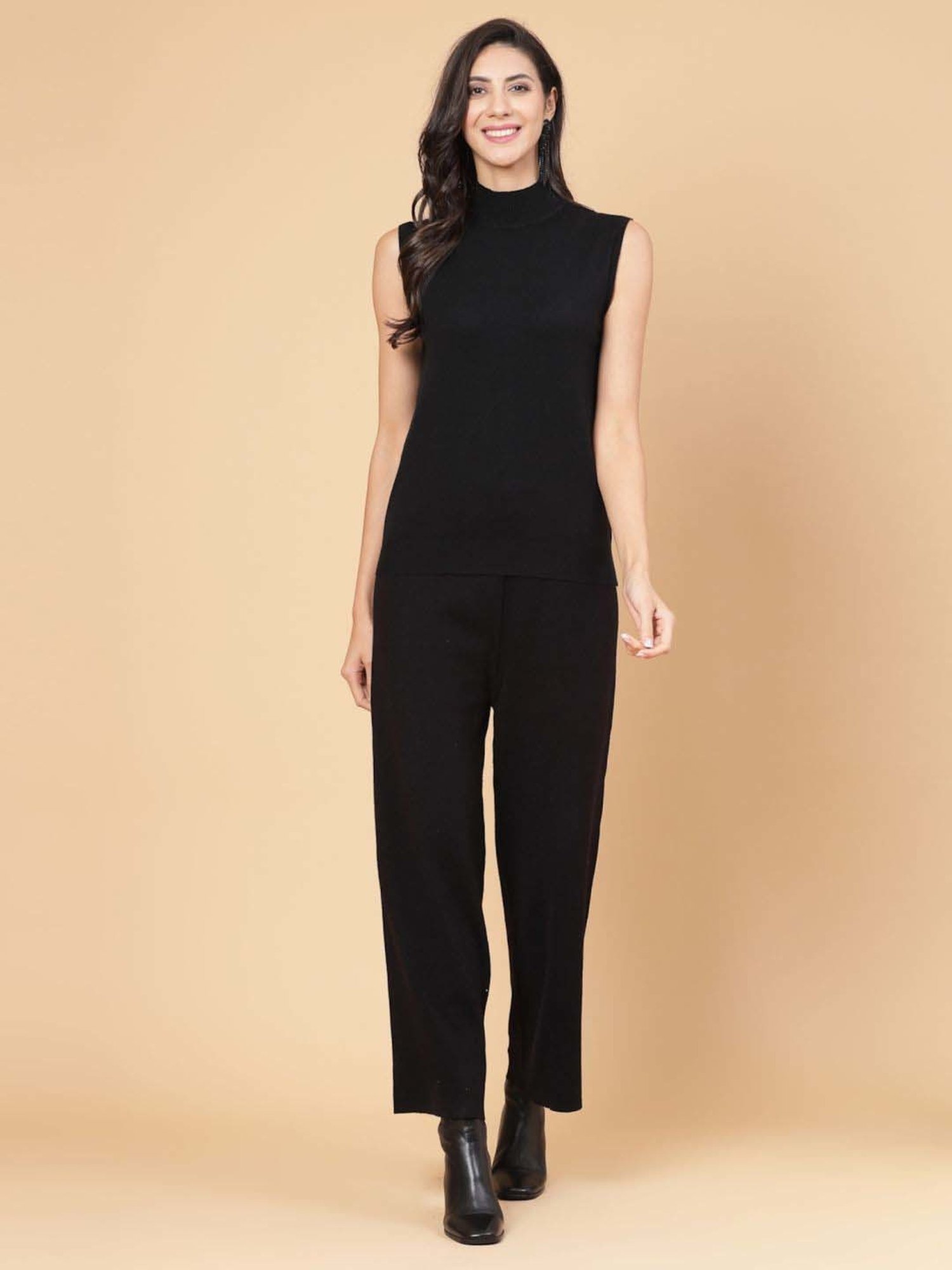 Mafadeny Grey & Black Printed Top Pants Set With Shrug