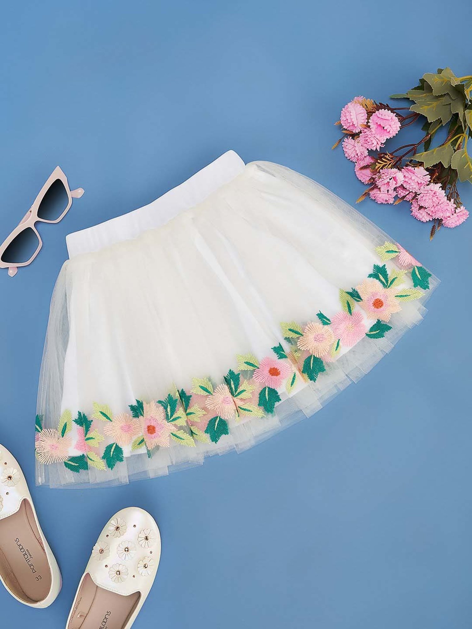 Angel & Rocket Kids Pink Floral Print Skirt