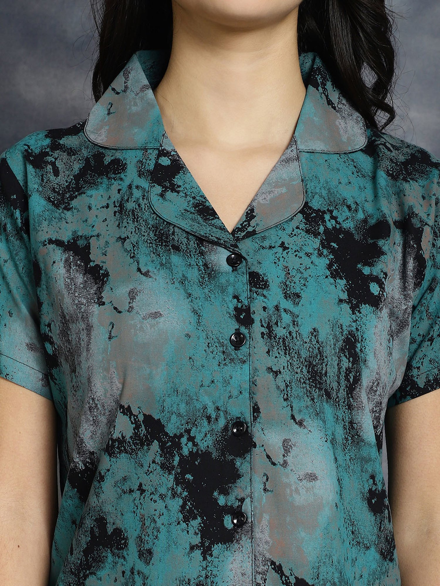 Boston Club Green Printed Top With Lounge Pants