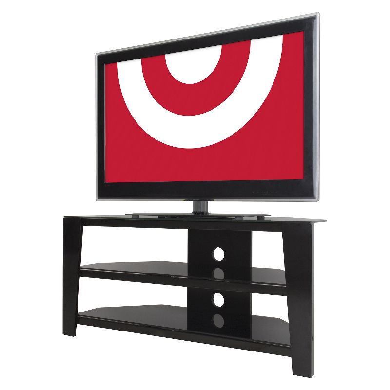 55" TV Stand with Glass Shelves - Black