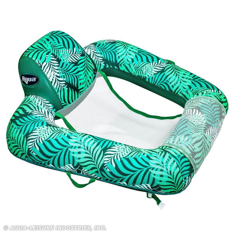 Aqua Zero Gravity Inflatable Outdoor Indoor Swimming Pool Chair Hammock Lounge Float, Teal Fern Leaf Green
