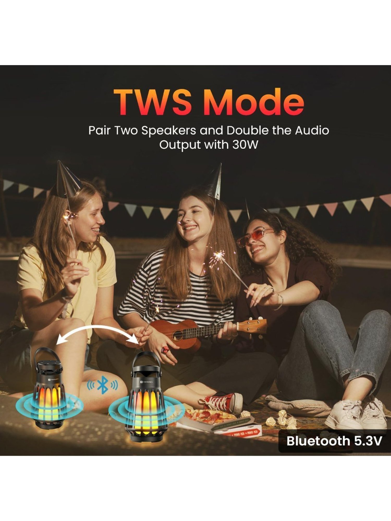 Portronics Dash 6, 15W Bluetooth Speaker with in Built White Noise Machine & LED Night Lamp (Black)