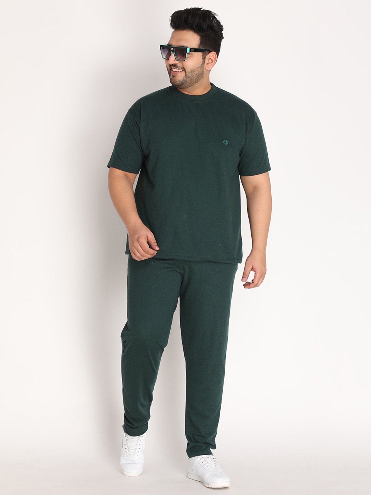 Chkokko Bottle Green Cotton Relaxed Fit Trackpants