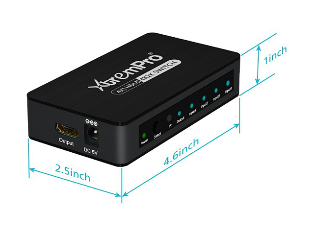 XtremPro 61033 4K2K 4x1 HDMI Switcher w/ Picture-in-Picture (PiP), Wireless Remote Control, Supports Full HD 720p,1080i, 1080p, 3D, 4K2K, for HDTV, Blue-ray, Xbox, PC, Theater Systems etc. - Black