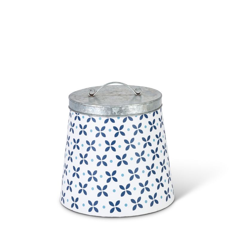 Lone Elm Studios Assorted style, Nested Galvanized Metal Milk Pail Canisters with Blue Mix & Match Pattern