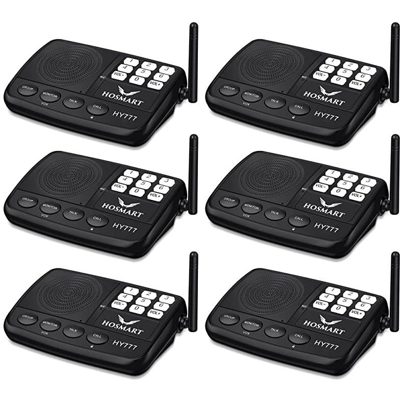 Wireless Intercom System  1/2 Mile Long Range 7-Channel Security Wireless Intercom System for Home or Office (New Version) [6 Stations Black]