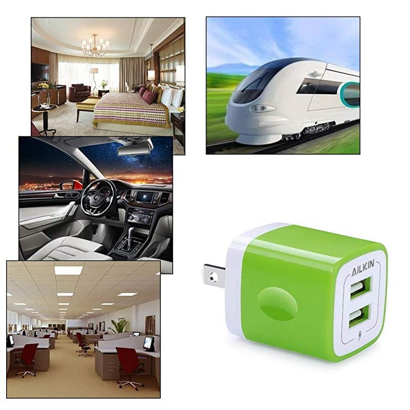 3Pcs Wall Charger,  Travel Charger Adapter Dual USB Port Fast Charging Block Cube Power Plug Box Base Brick for iPhone, Samsung Galaxy, LG, Moto, Google Pixel, Kindle, PS, HTC, Vivo, Oneplus