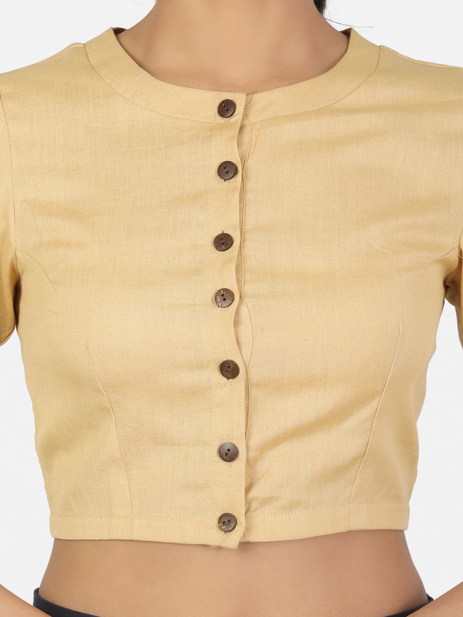 Llajja Beige Cotton Readymade Blouse