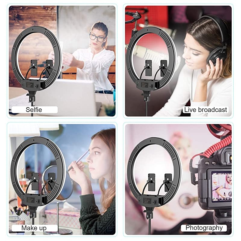 Light Light with Stand 18 Inch 3 Color Mode 3200k6000k Color Temperature Dimmable 60W 400 LED Beads with Remote Controlled for Photography Phone Camera YouTube Vlog Makeup Studio Video