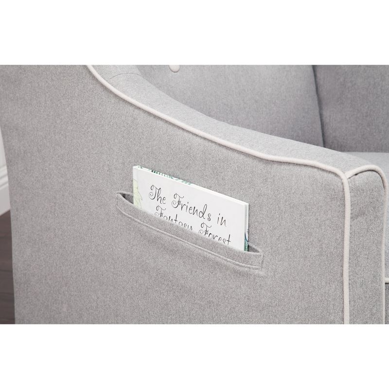 DaVinci Owen Glider and Storage Ottoman - Gray with Cream Piping