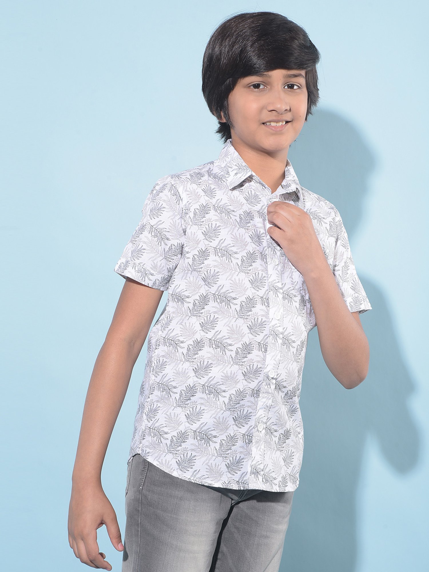 Crimsoune Club Kids White Printed Shirt