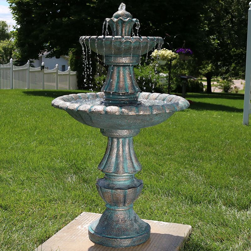 Sunnydaze 41"H Electric Polyresin and Fiberglass 2-Tier Nouveau Outdoor Water Fountain