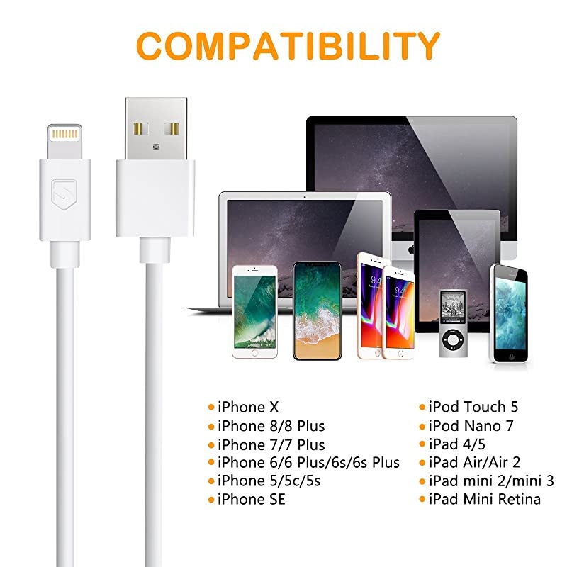 iPhone Charger,  5 Pack 6ft Lightning Cable iPhone Charging Syncing Cord Charger Cable Compatible iPhone X 8 8Plus 7 7Plus 6S 6Splus 6 6Plus SE 5 5S 5C More