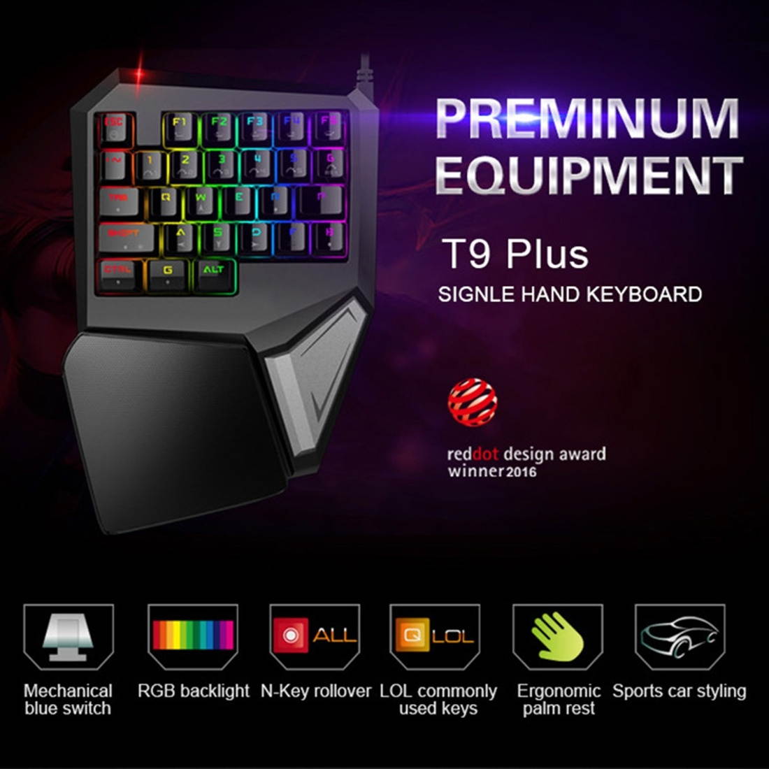 DELUX T9 Plus Professional Mechanical Gaming Keypad with 11 Light Modes