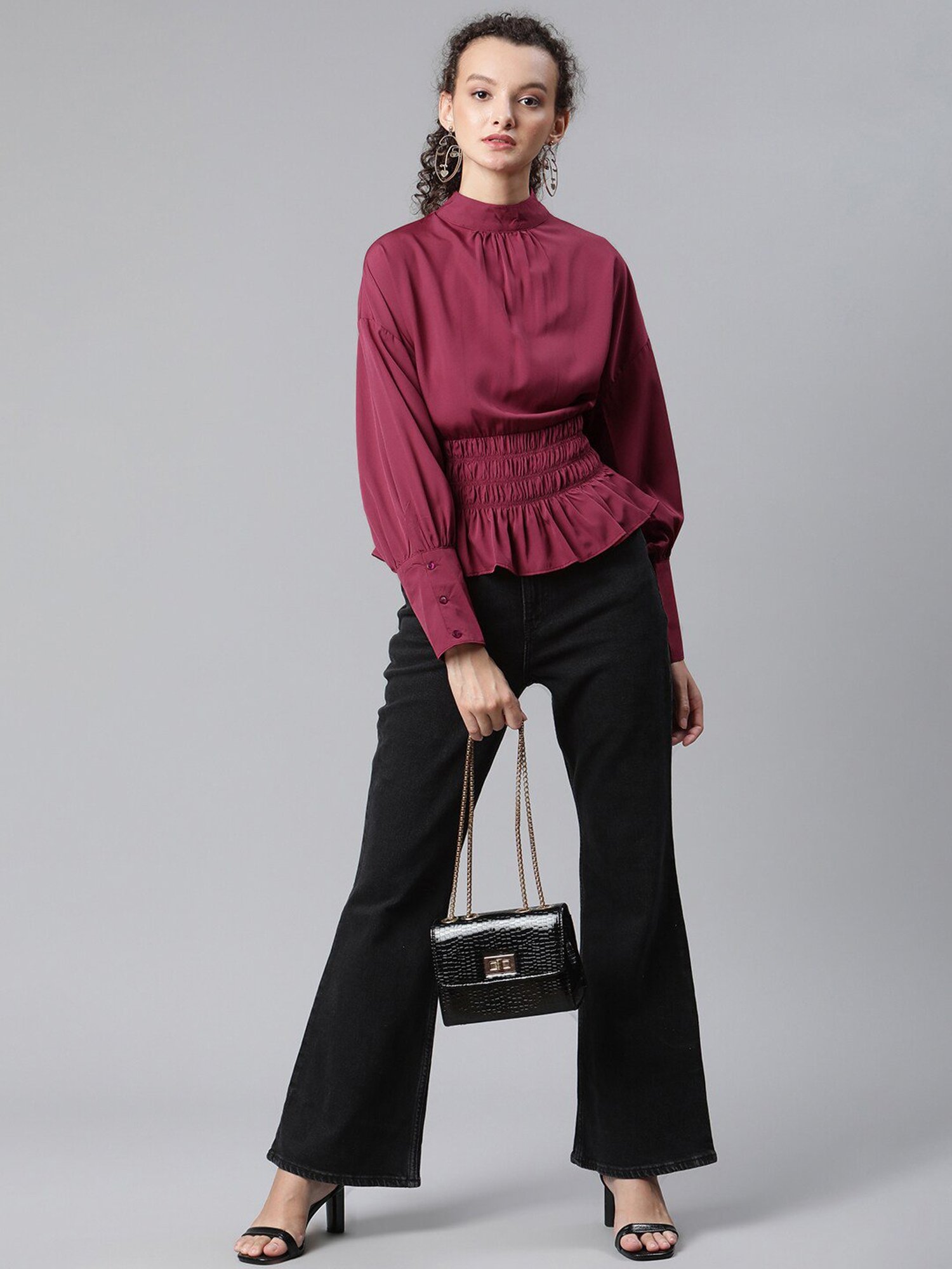 Melon by PlusS Maroon Round Neck Top