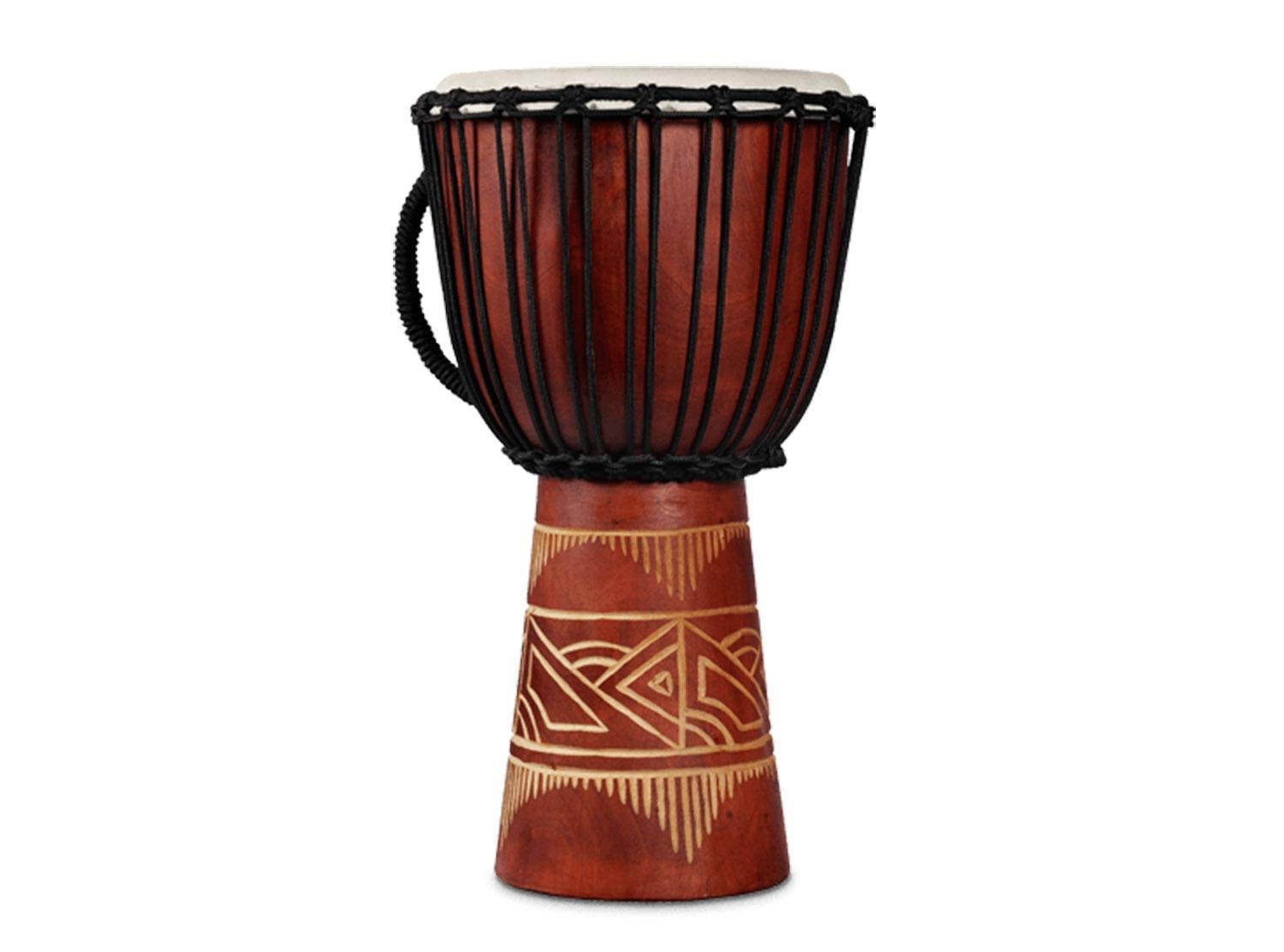 Latin Percussion LP713MR World Beat Wood Art Medium Djembe, Red with Natural