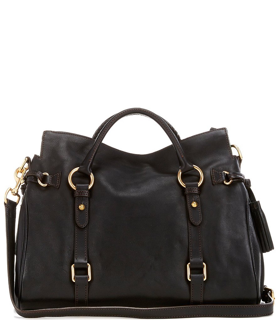 Dooney & Bourke Florentine Leather Tasseled Satchel Bag