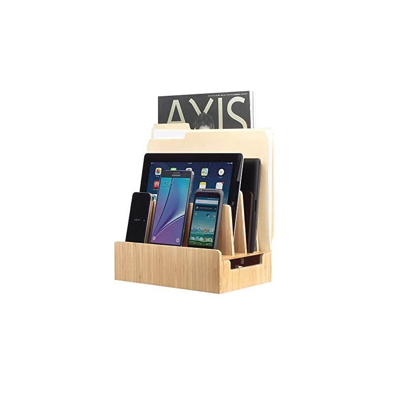 Bamboo Charging Station amp Multi Device Organizer Slim Version for Smartphones Tablets and Laptops