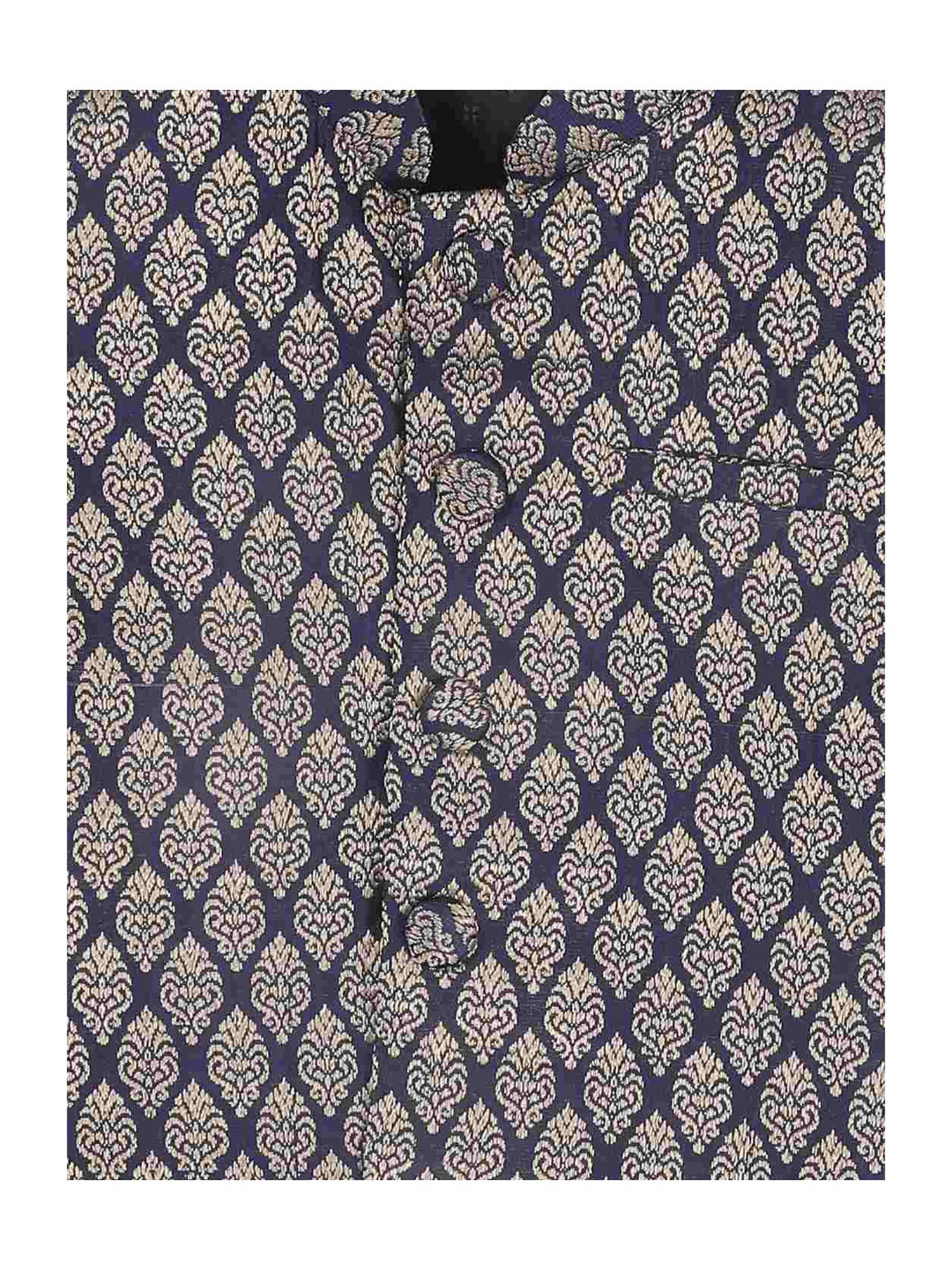 VASTRAMAY SISHU Navy & Gold Embroidered Nehru Jacket