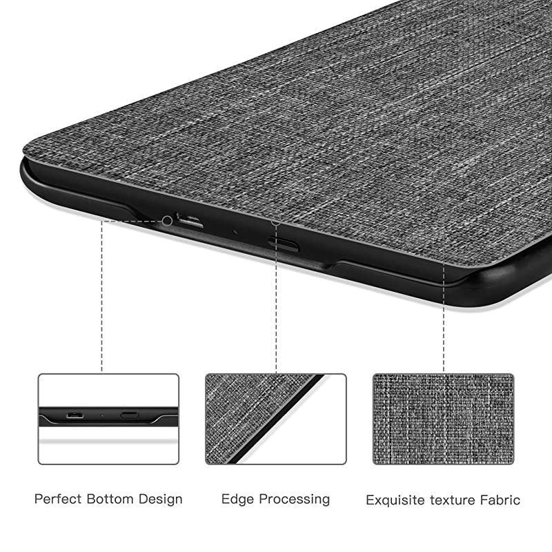 Fabric Case for Kindle Paperwhite 10th 2018 - Thinnest&Lightest Smart Cover with Auto Wake/Sleep - Support Back Cover adsorption(Not fit Kindle 10th 2019 or Kindle oasis3 10th 2019),K10 Grey