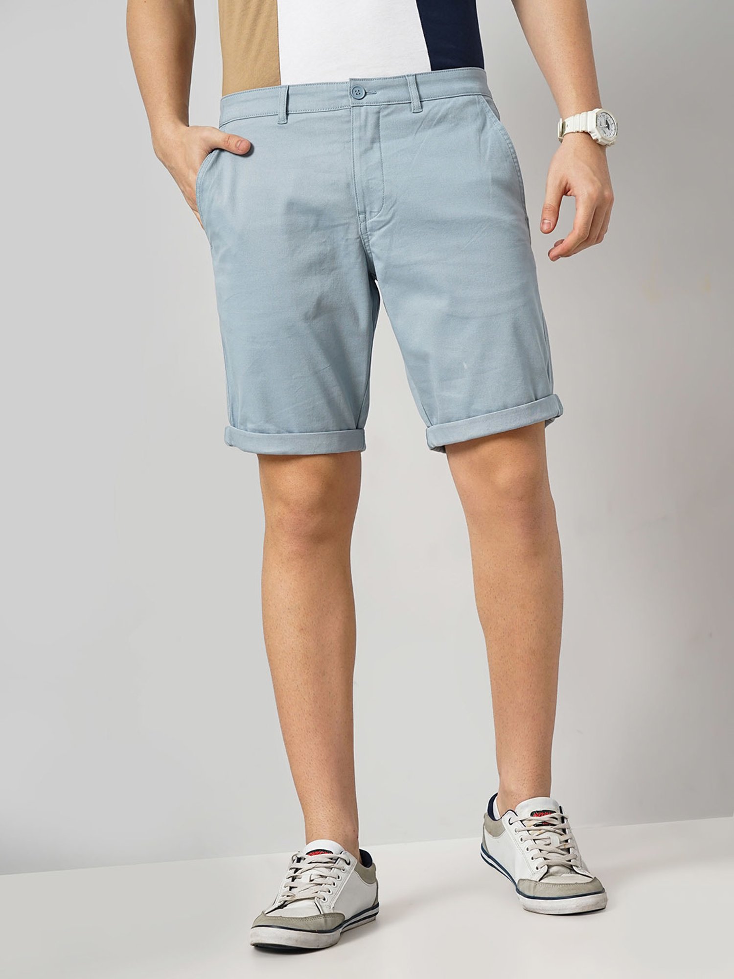 celio* Sky Blue Loose Fit Chino Shorts