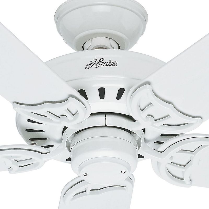 Hunter Fan Company 53125 Bridgeport 52 Inch Versatile Indoor/Outdoor Damp-Rated Home Ceiling Fan with Pull Chain Control without Light Fixture, White