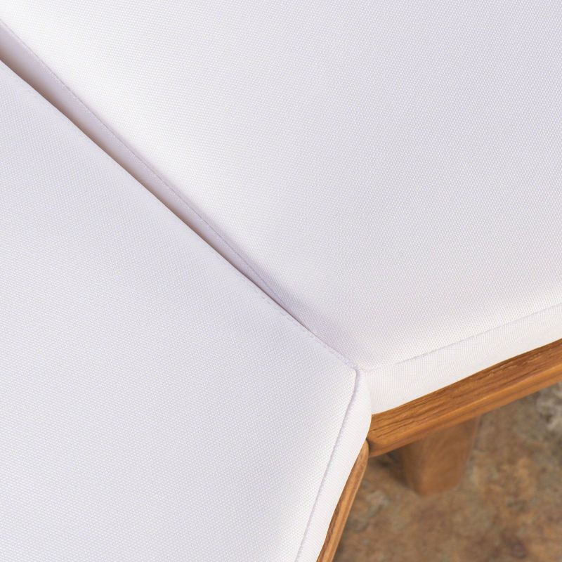 Hillcrest 4pc Acacia V-Shaped Outdoor Patio Sectional Sofa Set - Natural/White - Christopher Knight Home