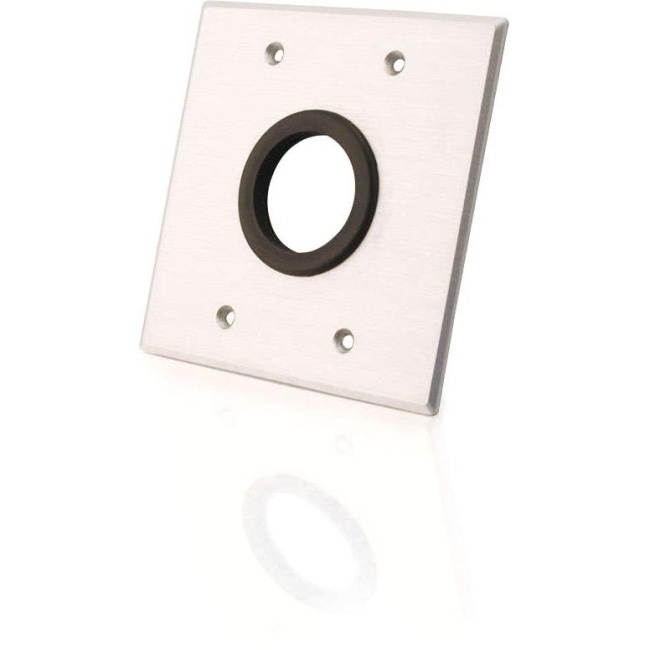 C2g 1.5In Grommet Cable Pass Through Double Gang Wall Plate - Brushed Aluminum