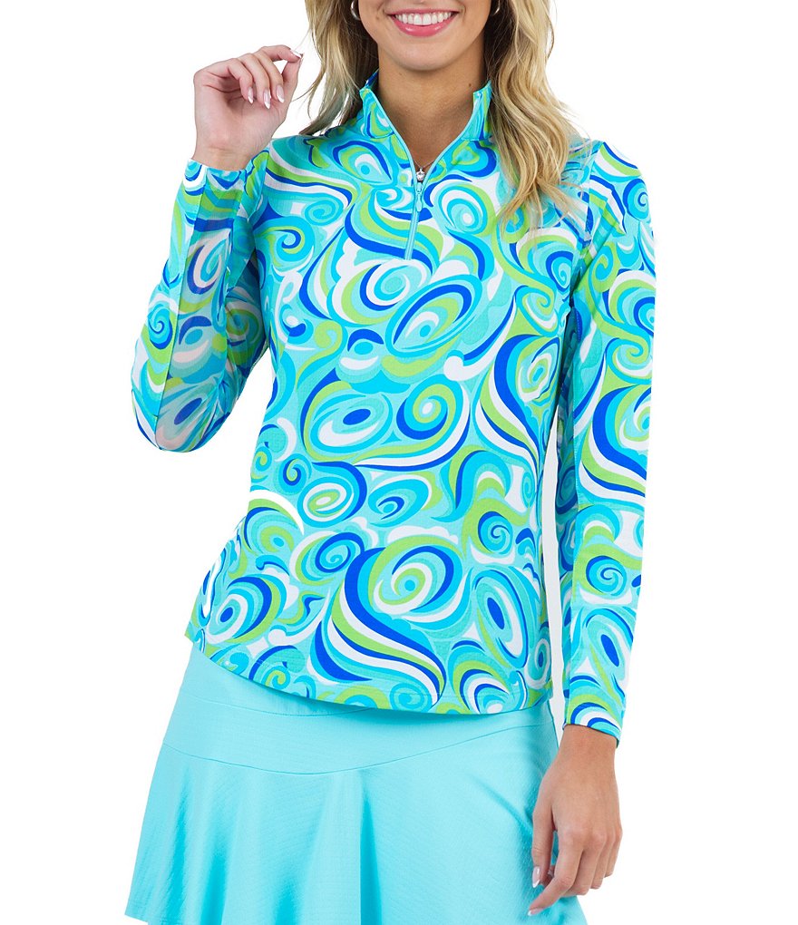 IBKUL Emma Print Long Sleeve Mock Neck Top