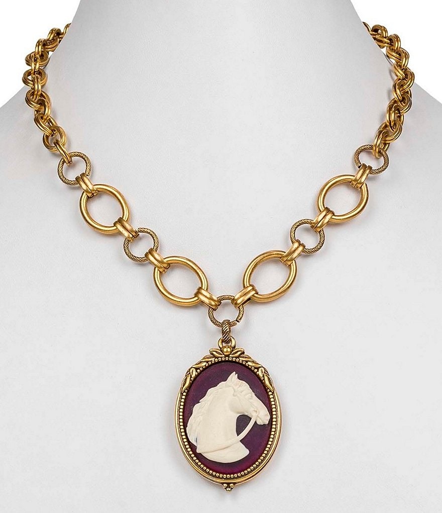 Patricia Nash Cameo Equestrian Pendant Necklace