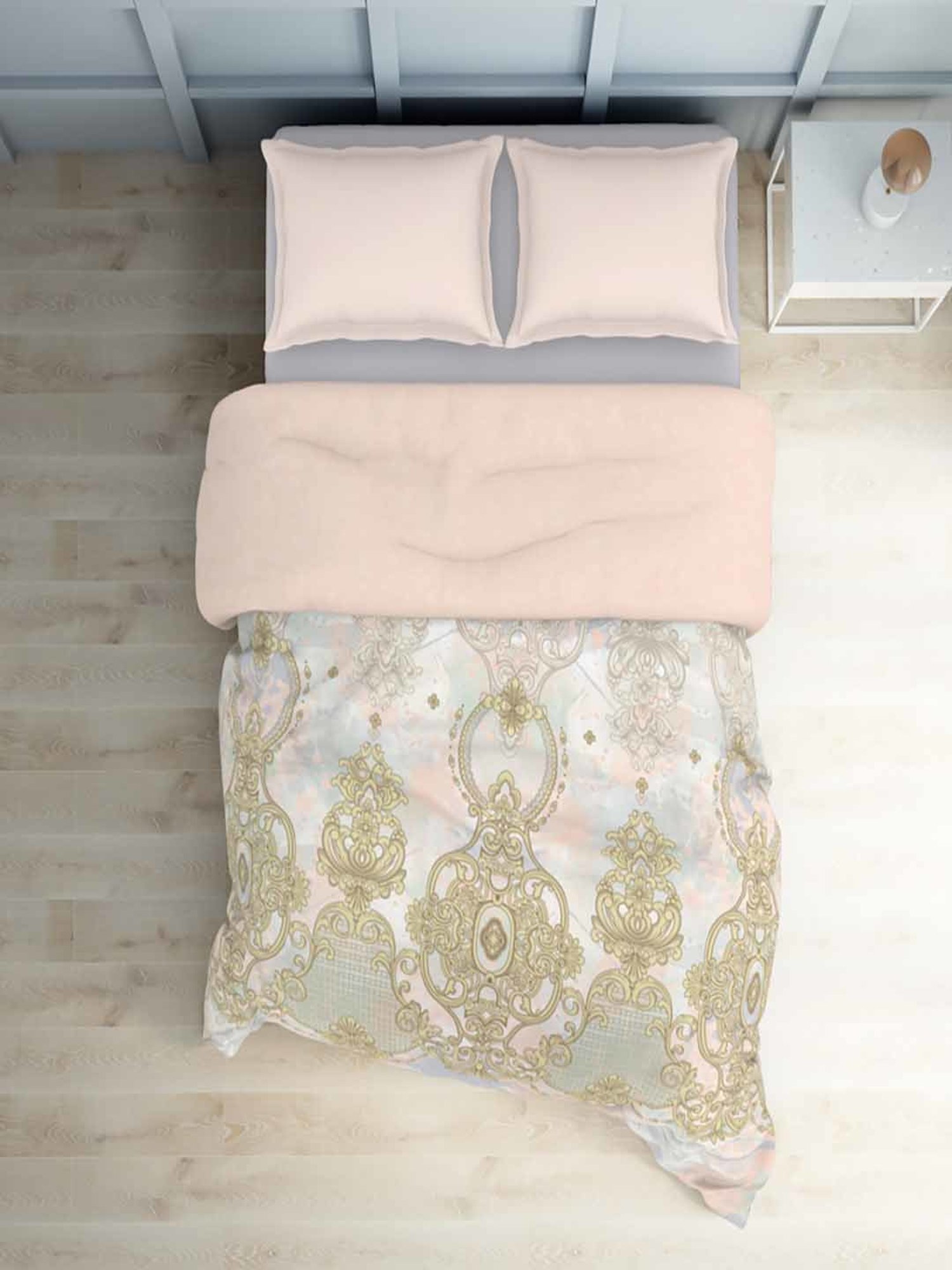 Spaces Printed Grey 180 TC Cotton Double Quilt