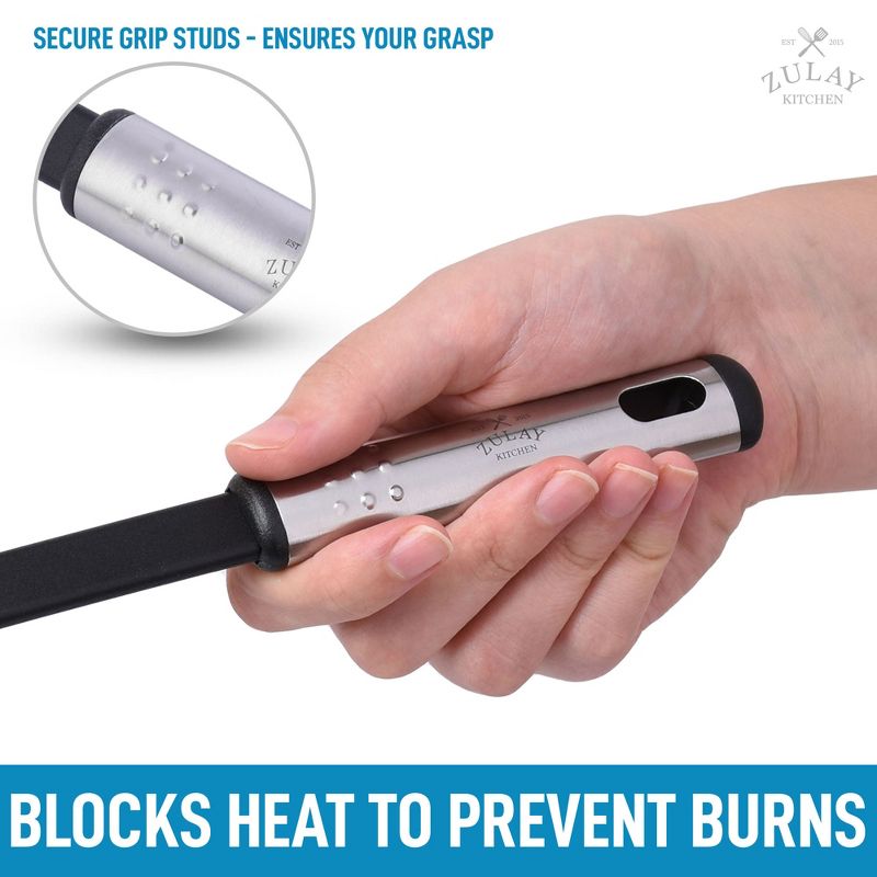 Zulay Kitchen Nylon Serving Spoon - Cooking Spoon with 410&deg;F Heat Resistant Handle - Large Kitchen Serving Spoon For Soups, Stews, and Sauces - Non-Scratch and Nonstick Black Nylon Kitchen Spoon