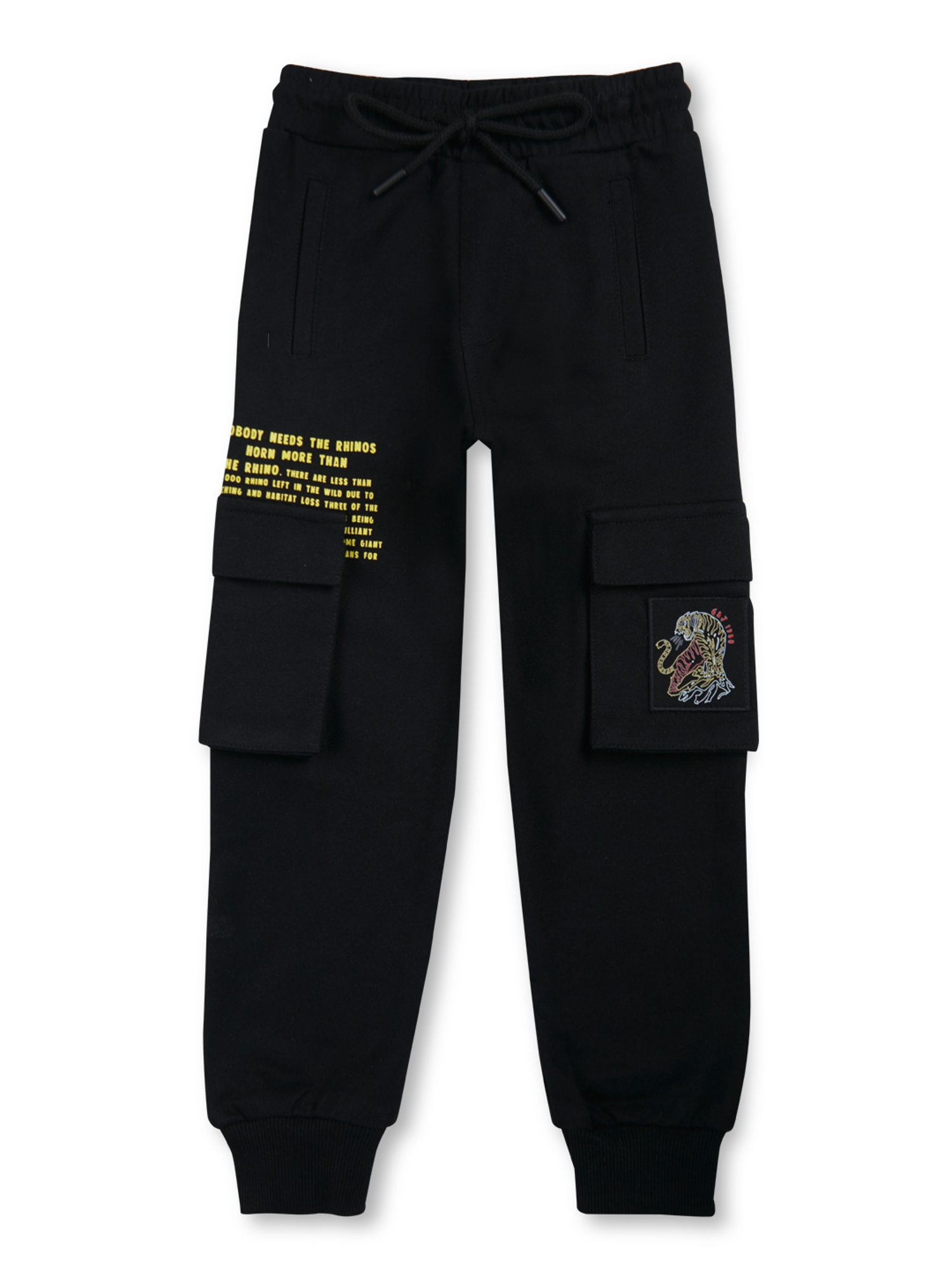 Gini & Jony Boys Black Printed Trackpants