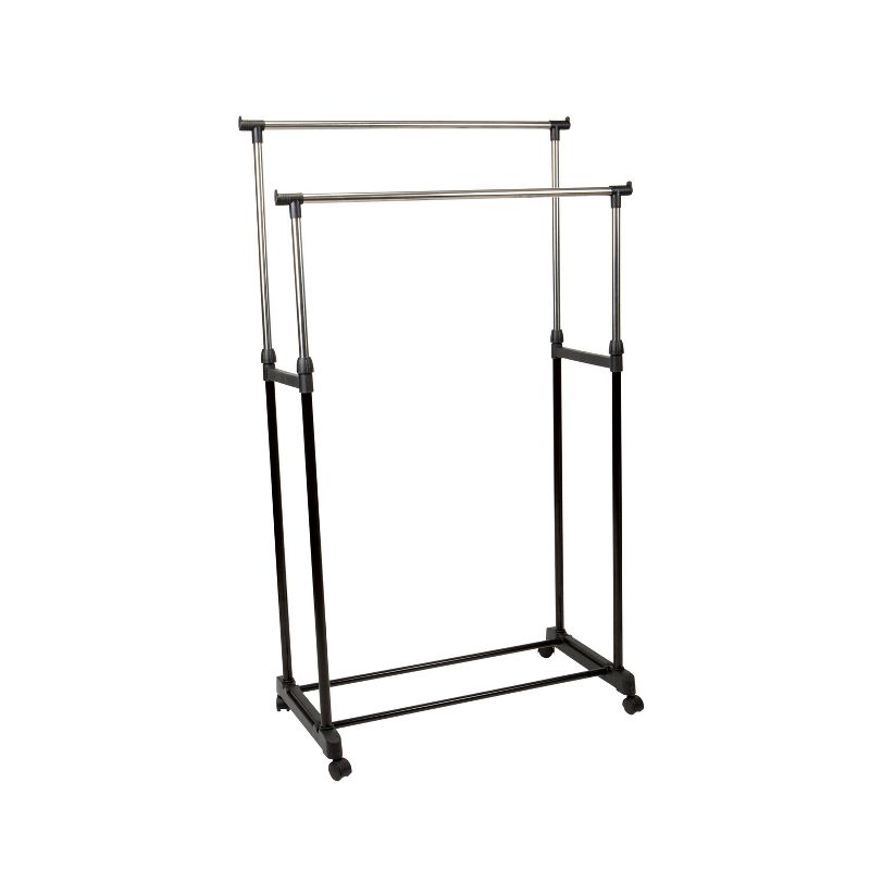 Simplify Double Tier Adjustable Height Rolling Garment Rack
