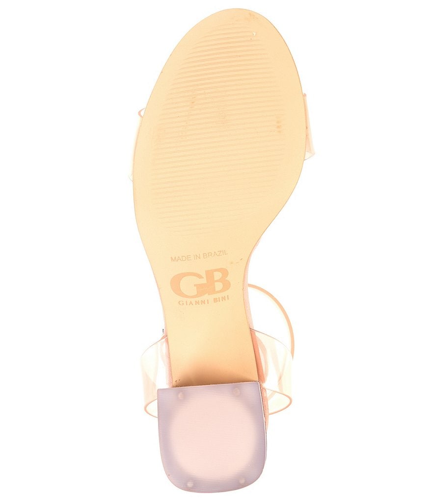 GB New-Skool Vinyl Two-Piece Ankle Strap Block Heel Dress Sandals