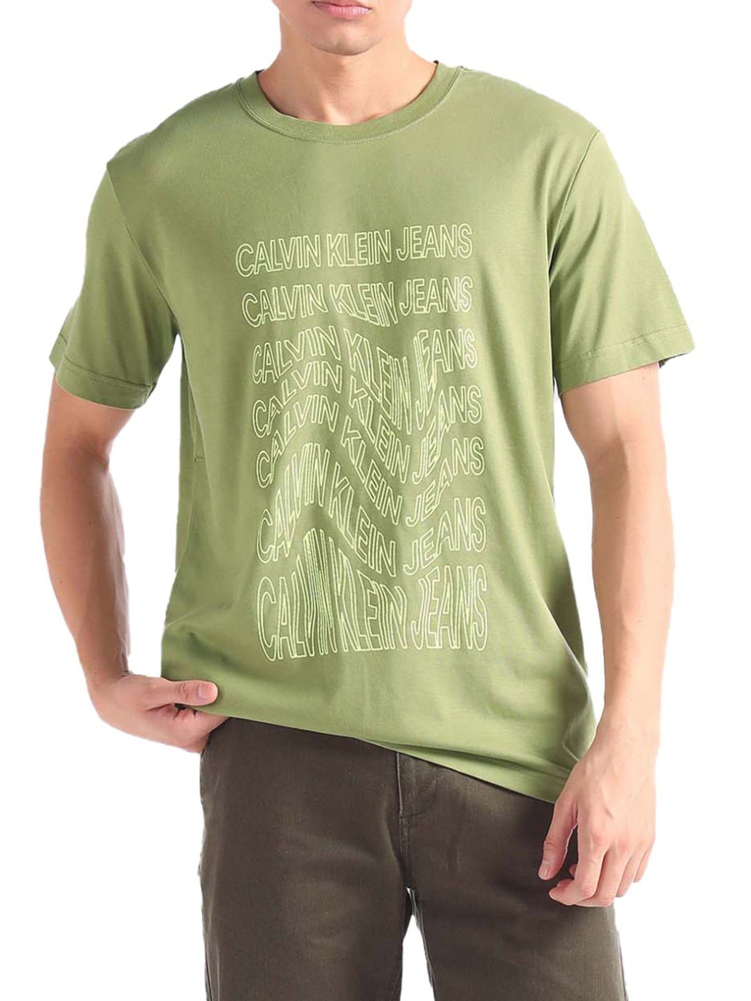 Calvin Klein Jeans Dark Juniper Printed Regular Fit T-Shirt