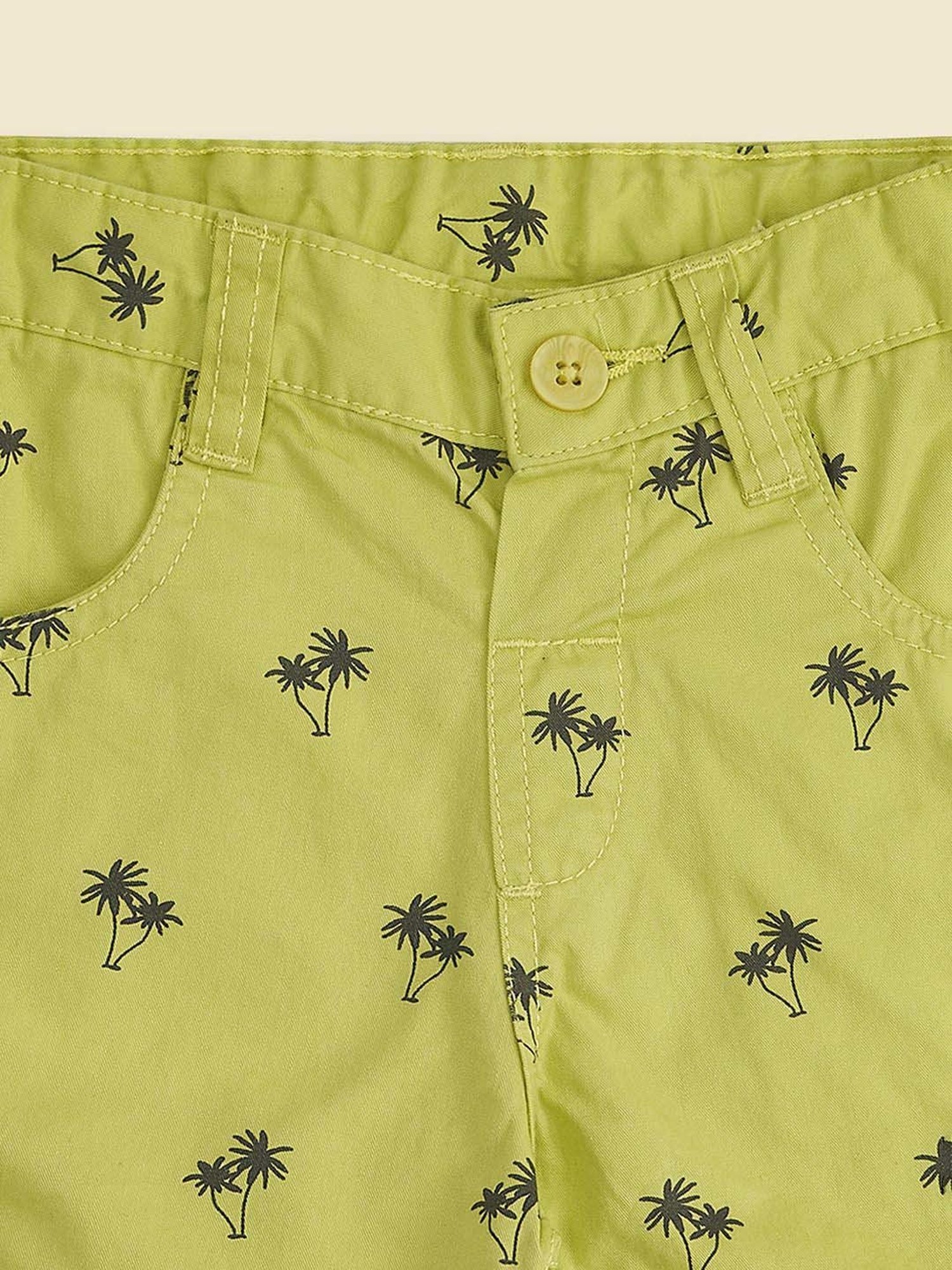 Pantaloons Baby Lime Green & Black Cotton Printed Shorts
