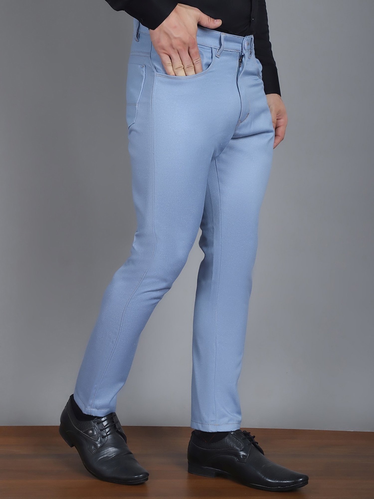 Jainish Blue Tapered Fit Trousers