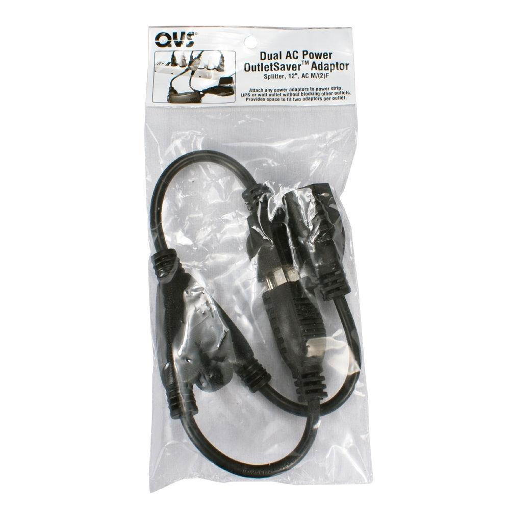 QVS Outlet Saver 16" AC Power Splitter Adapter in Black