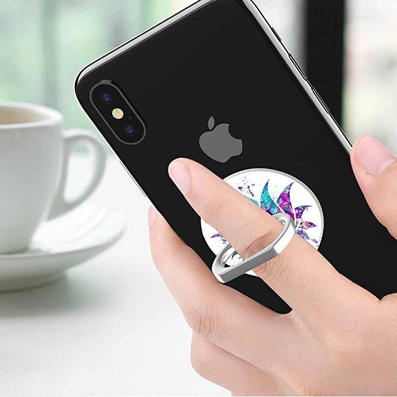 Phone Ring Holder 2PCS Metal 360&deg; Rotation Phone Grip Kickstand Universal Finger Ring Stand Compatible with All Smartphone Tablet Purple Lotus Flower